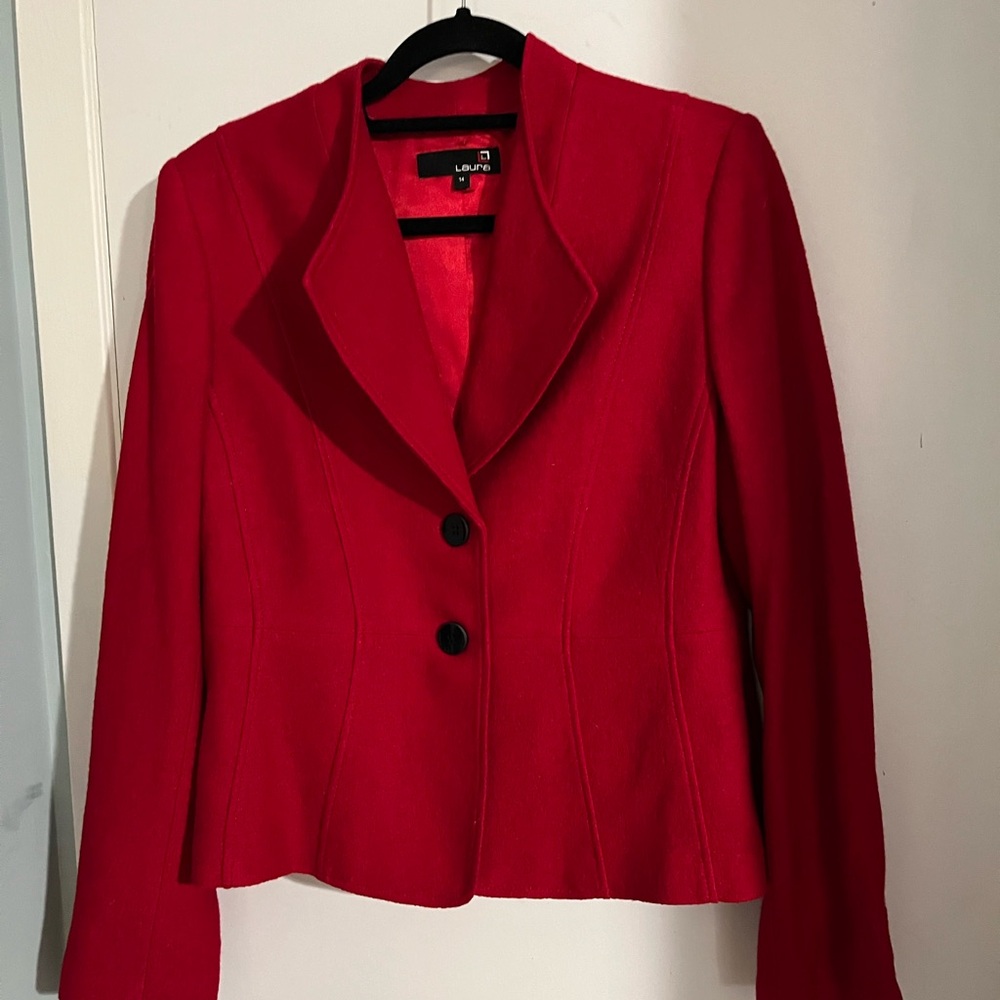 Laura Red Wool Viscose  Women's Classic Red Blazer